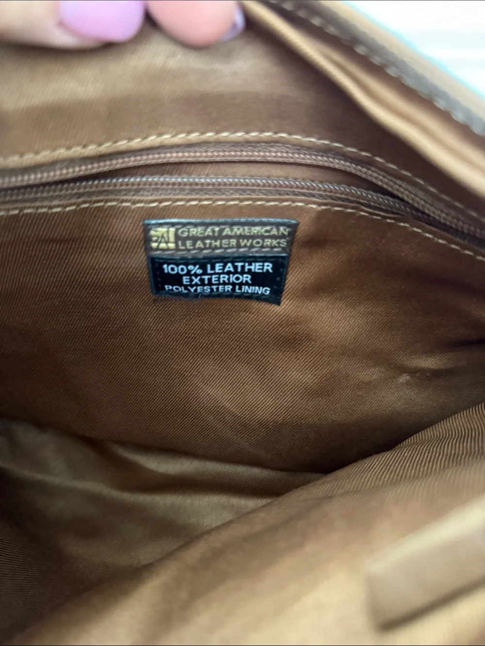 Great American Leather Works Brown Shoulder Crossbody Bag Purse Multi Pockets